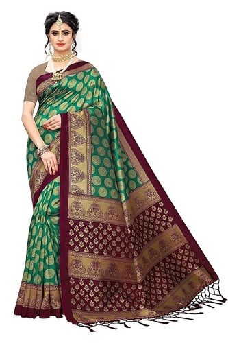 Multicolor Women 100 Percent Cotton Comfortable And Breathable Printed Saree For Party Wear 