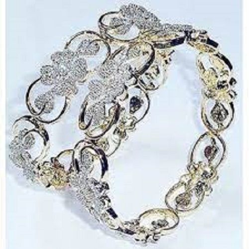 Women Beautiful Stylish Daily Wear Light Weight Fancy Silver Crystal Bangles 