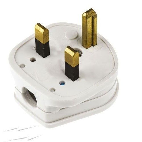 Heat Resistance White Plastic 16a Three Pin Electrical Plug For Domestic Use