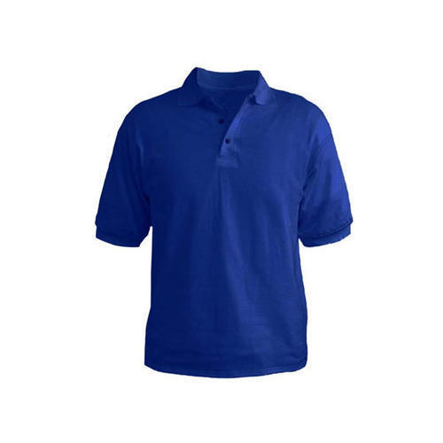 Cotton Skin Friendly Superior Comfort And Breathability Plain Polo Blue T Shirt For Men'S