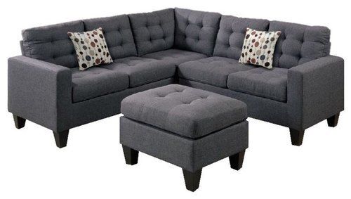 Cotton Soft And Smooth Weston Five Seater Grey Color Corner Shape Sofa Set