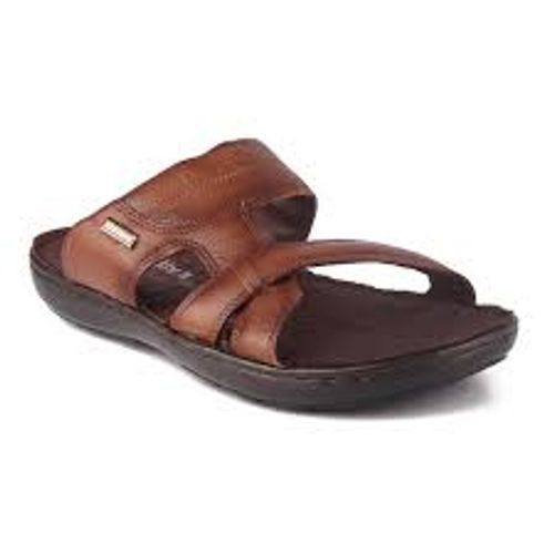 Brown Adjustable Strap Buckle Closure Leather Sandals For Men at