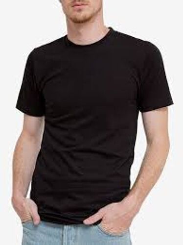 Comfortable Simple Plain Round Neckline Solid Black Half Sleeve T Shirt For Men Age Group: +16