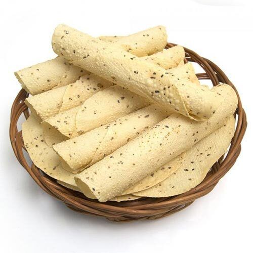 Cream Plain Urad Papad Served With Indian Food(Tasty And Delicious)