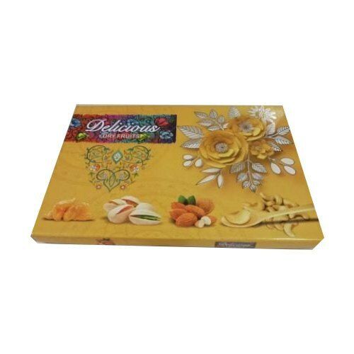 Rectangular Cardboard Yellow Printed Storage Wedding Sweet Box