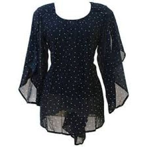 Summer Trendy Fashionable Black Colour Fancy Ladies Cotton Printed Top 