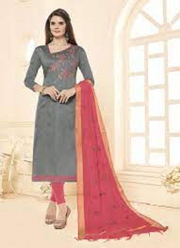 Grey Colour Net Fabric Designer Salwar Suit.