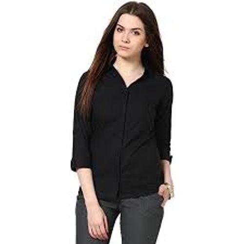 Anti Uv Women'S Loose Casual Wear Plain Cotton 3/4 Flare Sleeve Shirts For Summer