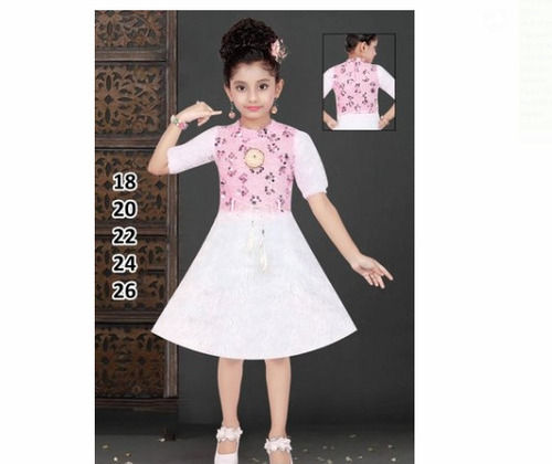 100 Percent Good Quality Pink And White Frock Dress For Girls Party Wear Age Group: 8 To 12