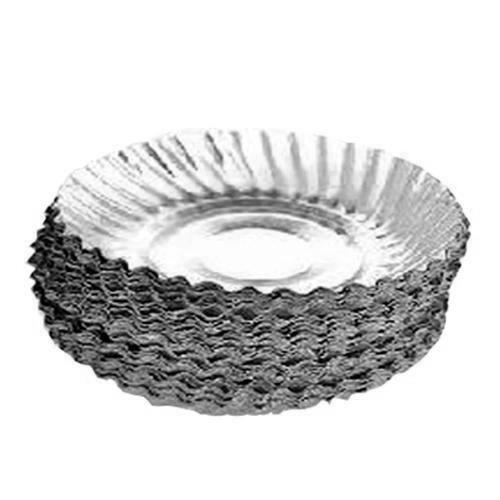 राउंड शेप और प्लेन सिल्वर कलर बायोडिग्रेडेबल पेपर प्लेट