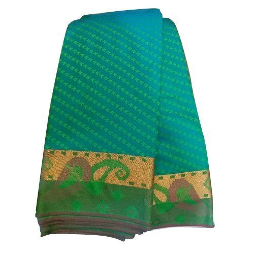 Spring 100 Percent Modern And Trendy Printed Green Cotton Saree For Ladies Casual Wear