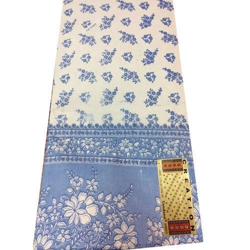 White And Blue Comfortable Easy To Use Breathable Printed New Model Design Cotton Saree