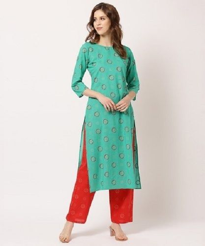 Women 100 Percent Cotton Comfortable And Breathable Long Lasting Full Sleeves Kurti