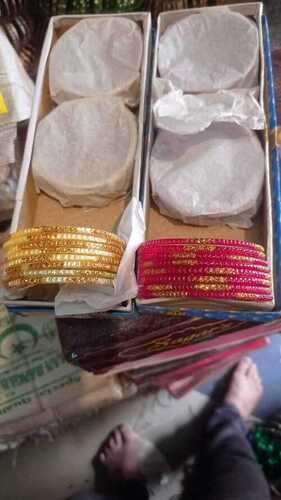 Elegant Antique-Style Pink and Yellow Bangles Set - Mixed Metal Design with Freshwater Pearls, Perfect for Engagements, Gifts, and Parties