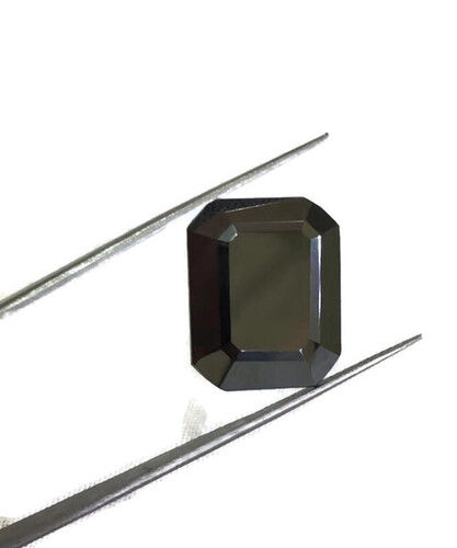 Black Emerald Cut Moissanite Diamond, VVS1, 5 Carat