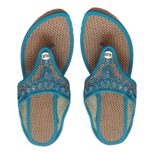 Casual Wear Blue Simple Elegant Soft And Comfortable To Use Designer Jute Slipper For Ladies 
