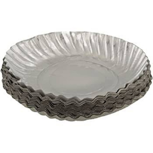 टिकाऊ और पर्यावरण के अनुकूल सरल और सिल्वर रंग के डिस्पोजेबल पेपर प्लेट्स