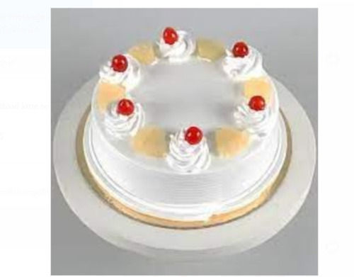 Fresh Vanilla And Cream Flavoured Round Anniversary Cake Topped With Cherry