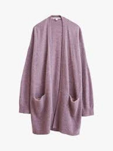 Ladies Beautiful And Fashionable Full Sleeves Purple Plain Woolen Sweater