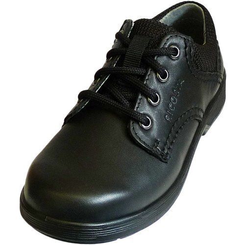 Quick Dry Black Plain Lace Up Kids Leather Shoes 