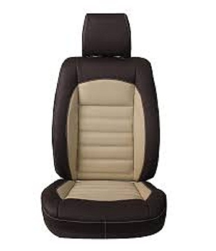 Pu Leather Skin Friendliness Elegant Look Tear Resistance Washable Brown And Cream Car Seat Covers