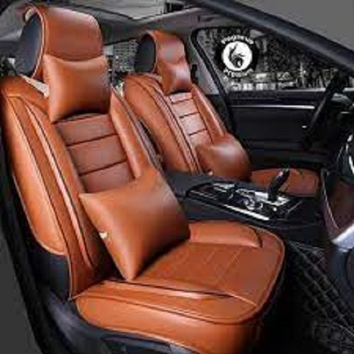 Pu Leather Skin Friendliness Elegant Look Tear Resistance Washable Orange Car Seat Covers