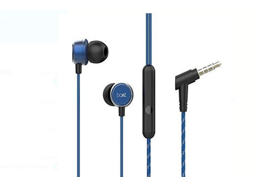 Blue And Black Boat Earphone - Rubber Material, 1.2 Meter Length, Suitable For All Mobile Types | Exceptional Sound Quality, Maximum Comfort