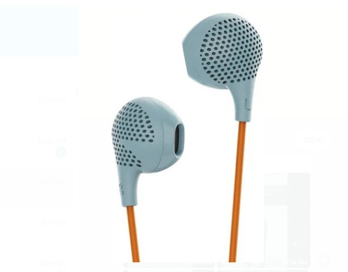 Grey And Orange Wired Mobile Earphone - Rubber Material, 1.2 Meter Length, Grey and Orange Color | Comfortable Design, 3.5mm Jack Compatibility