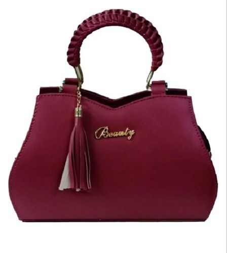 Ladies Party Wear Stylish And Beautiful Fancy Maroon Leather Hand