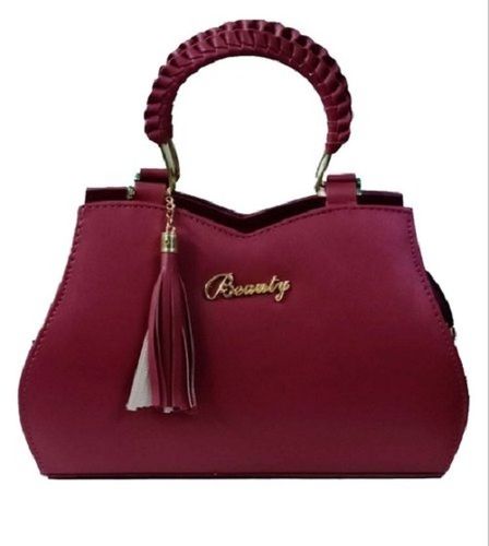 Ladies Party Wear Stylish And Beautiful Fancy Maroon Leather Hand Purse  Design: Classy Design