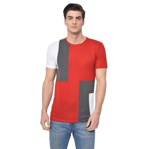 Men Round Neck Half Sleeves Comfortable Skin Friendly Plain Multi Color T Shirt