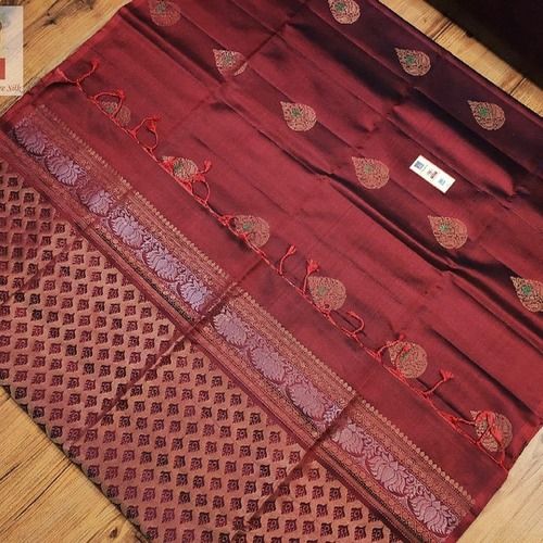 Summer Brown Printed Party Wear Silk Saree For Ladies