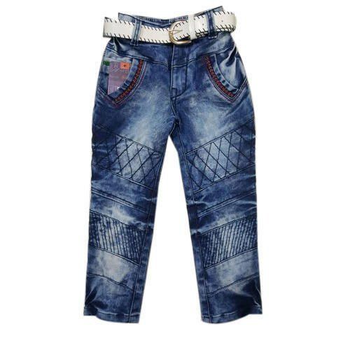 Blue Color and Stretchable Denim Fabric Kids Jeans For Casual Wear