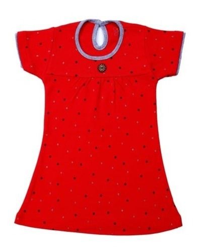 Comfortable And Breathable Casual Wear Red Dot Printed Pattern Girls Dress 