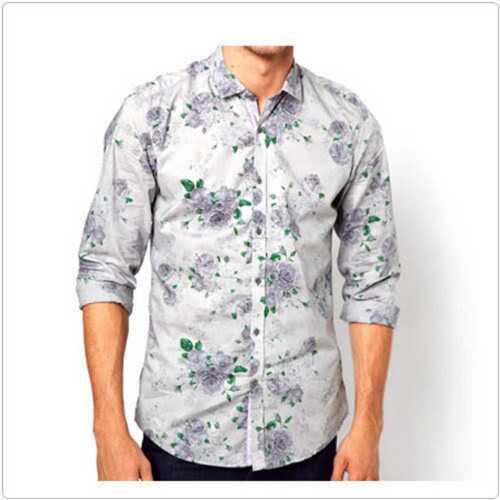 Spring Comfortable And Trendy Classic Collar Full Sleeves Printed Cotton Shirts For Mens, Casual Wear