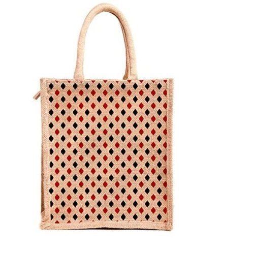 Whitish Strong Traditional Design Eco-Friendly Durable Multi Purpose Use Printed Jute Carry Bag