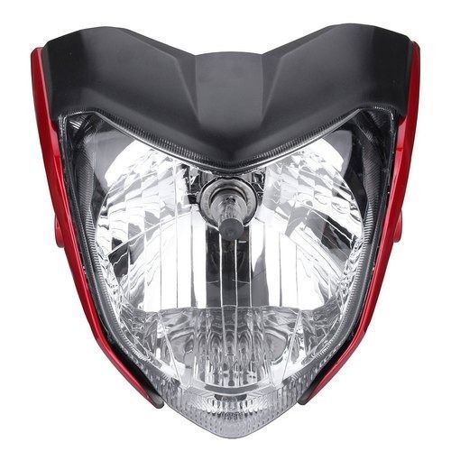 Black Abs Plastic Motorcycle Headlight With White Light, Operating Temperature 150 Degree Celsius