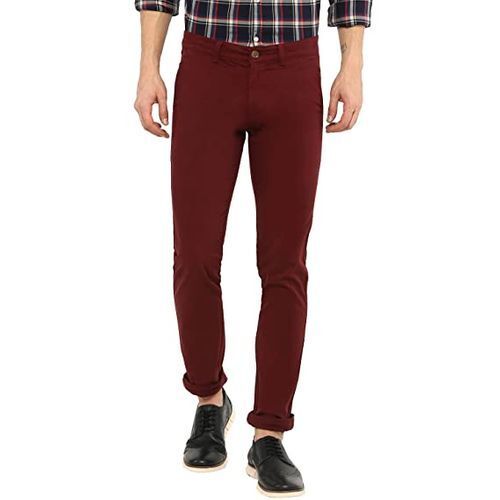 Brown Solid Spandex Cotton Men Brooklyn Fit Casual Trousers - Selling Fast  at Pantaloons.com