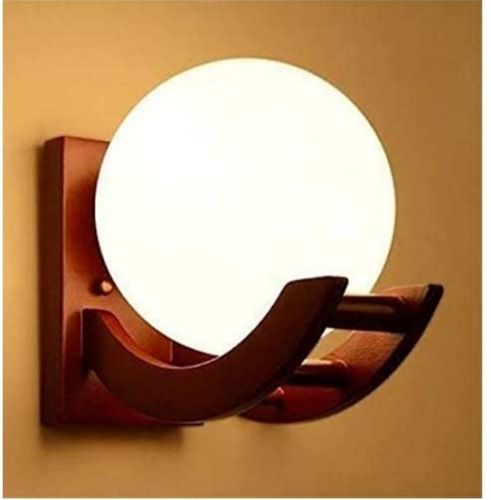 Energy Efficient Wall-Mounted Wood And Glass Modern Wall Lamp For Indoor Lighting Power Source: Electric