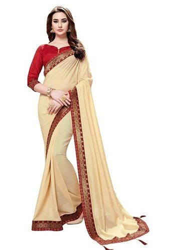 Buy Cream Saree Georgette Crepe Embroidery Plain Pre-draped With Blouse For  Women by Zamoraa The Label Online at Aza Fashions.