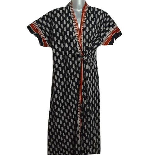 Ladies Short Sleeves Summer Wear Black Printed Pure Cotton Nighties Size: Customized