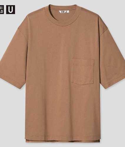 Soft Cotton Fabric, Round Neck And Half Sleeves Plain Brown Color Casual Mens T Shirt  Age Group: 18+