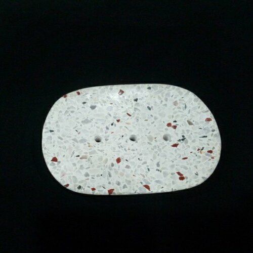 3.5*5 Inch Nice Looking White Marble Terrazzo Soap Dish