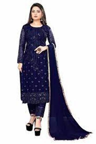 lovely Royal Blue Faux Georgette Embroidered Work Designer Salwar Suit for  Women - RJ Fashion