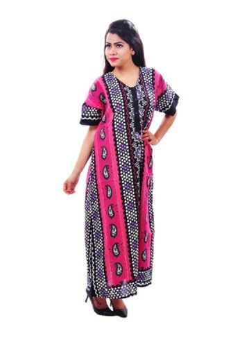 Embroidered Women Magenta V Neck Hosiery Cotton Night Gown, Half Sleeve at  Rs 349/piece in 24 Parganas