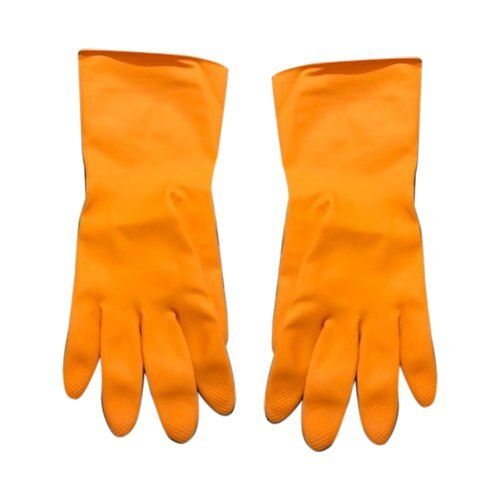 Orange Color And Full Finger Plain Pattern Hand Gloves For Industrial Uses