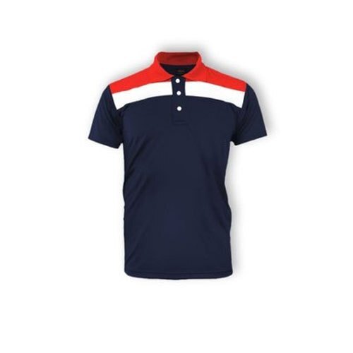 Cotton Dark Blue Printed Half Sleeve T Shirt - Sizes M to XXL | Comfortable Casual Wear, Polo Collar, Short Sleeves, Versatile Layering