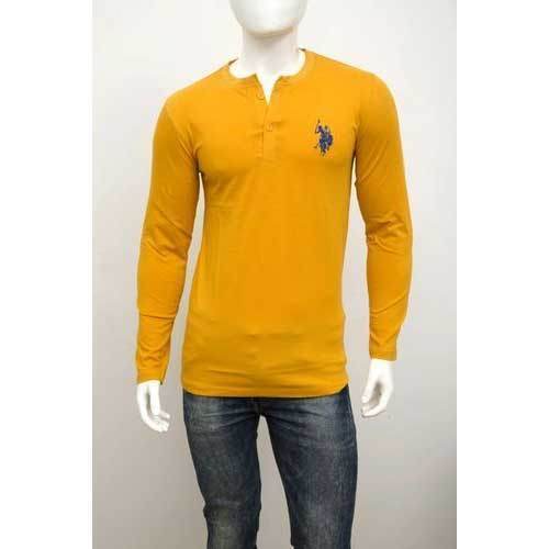 Yellow Cotton Neck Full Sleeve Mens T Shirt Age Group: Above 18