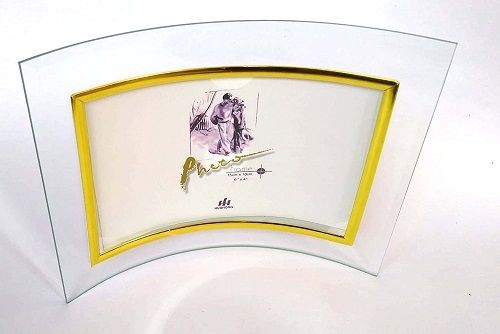 Gold Elegant Look Shiny Heavy Duty Table Top Glass Photo Frame For Decoration 