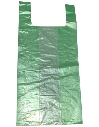 Green Flexiloop Handle Plain Polypropylene Plastic Carry Bag For Grocery Items